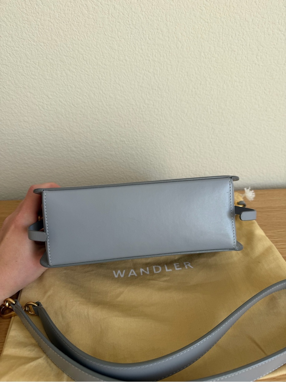 Wandler Georgia Grey Leather Crossbody Bag with Gold Accent - Picture 3 of 3